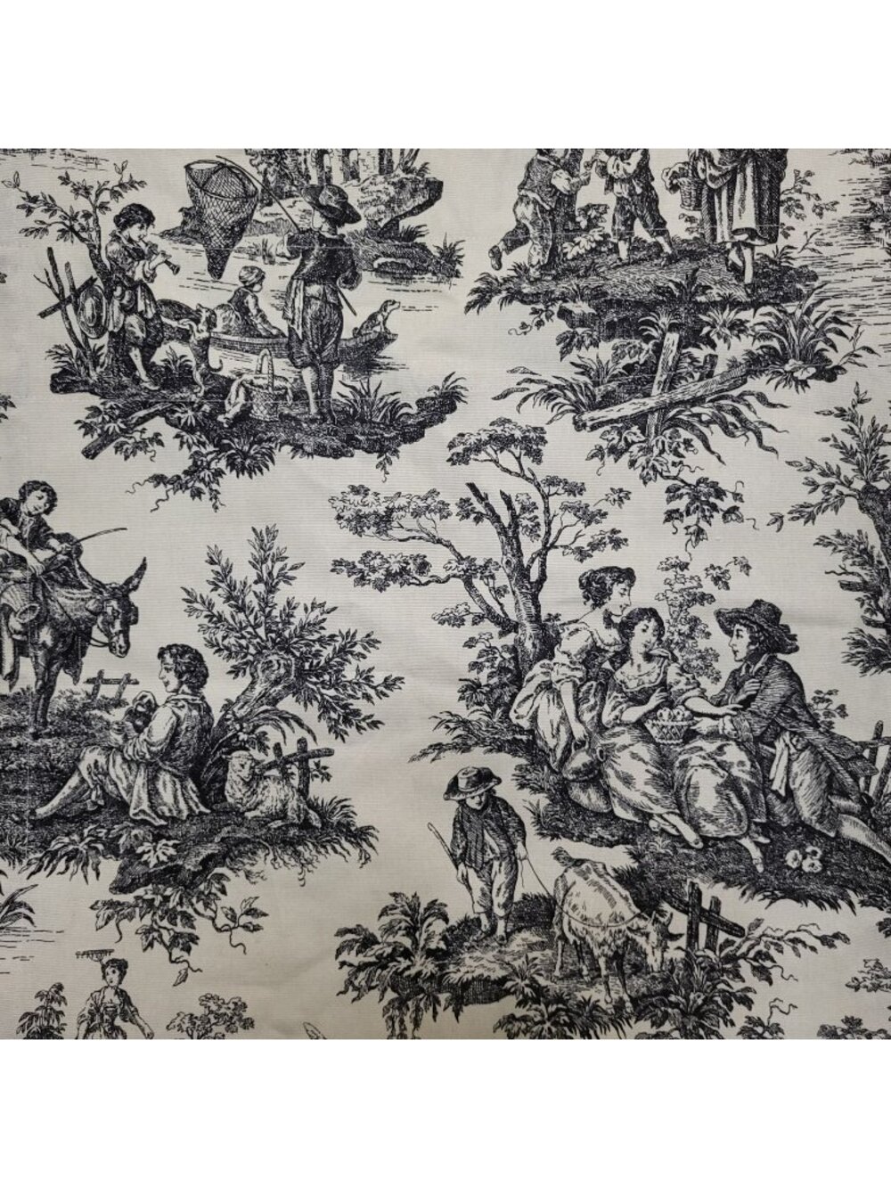 2 Waverly Country Life Toile Curtain Panels Black on Ivory 43"x88" 100% Cotton